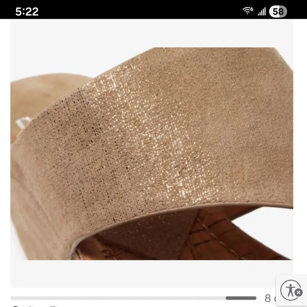 Donald Pliner Gyer Sparkle Leather Cork Platform Toe Loop Wedge Light Bronze 11